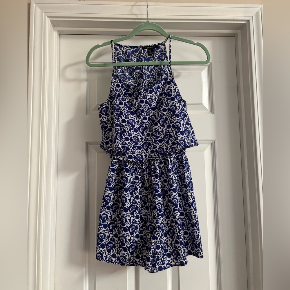 Forever 21 Blue and White Floral Romper